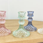 Set of 4 Glass Candle Holders – Pastel Mix