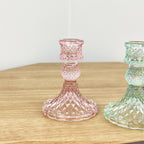 Set of 4 Glass Candle Holders – Pastel Mix