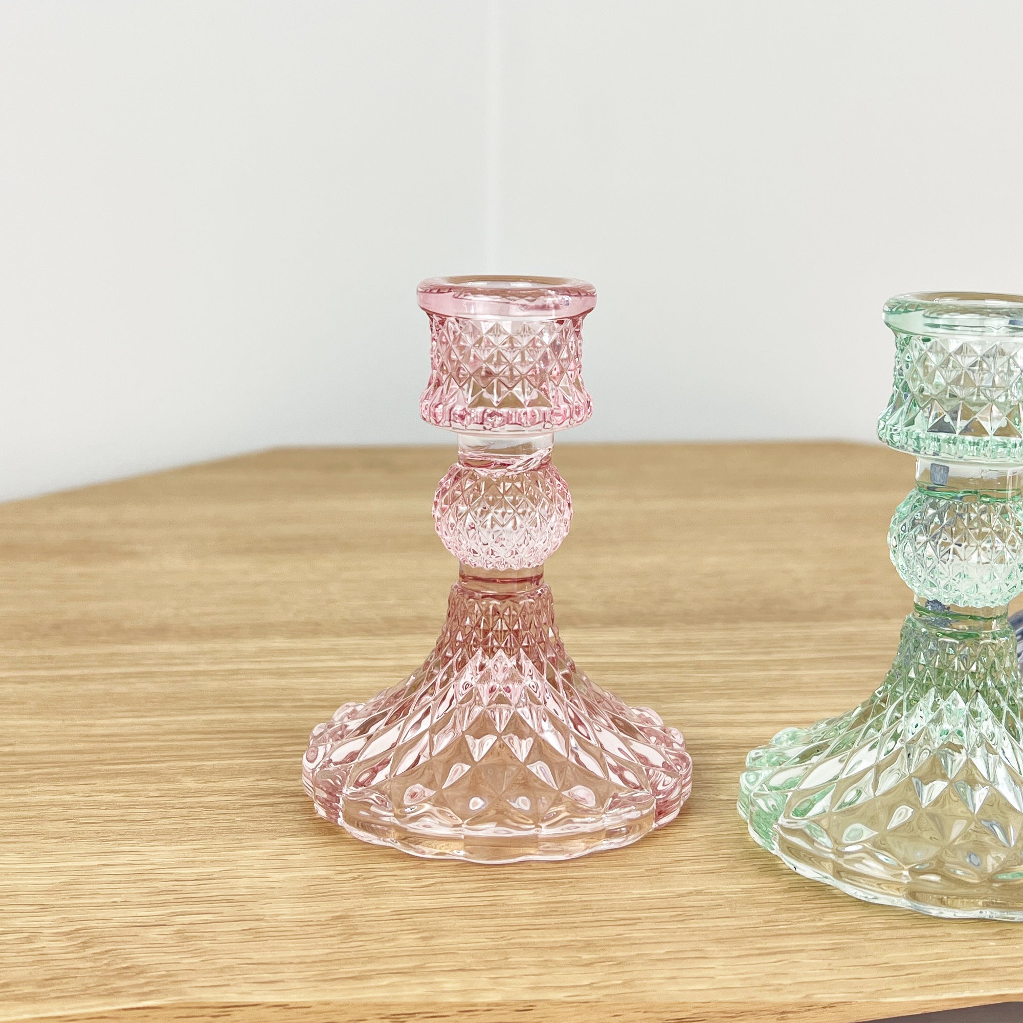 Set of 4 Glass Candle Holders – Pastel Mix