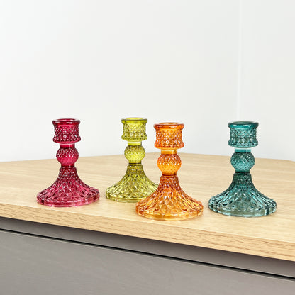 Set of 4 Glass Candle Holders – Bright Mix