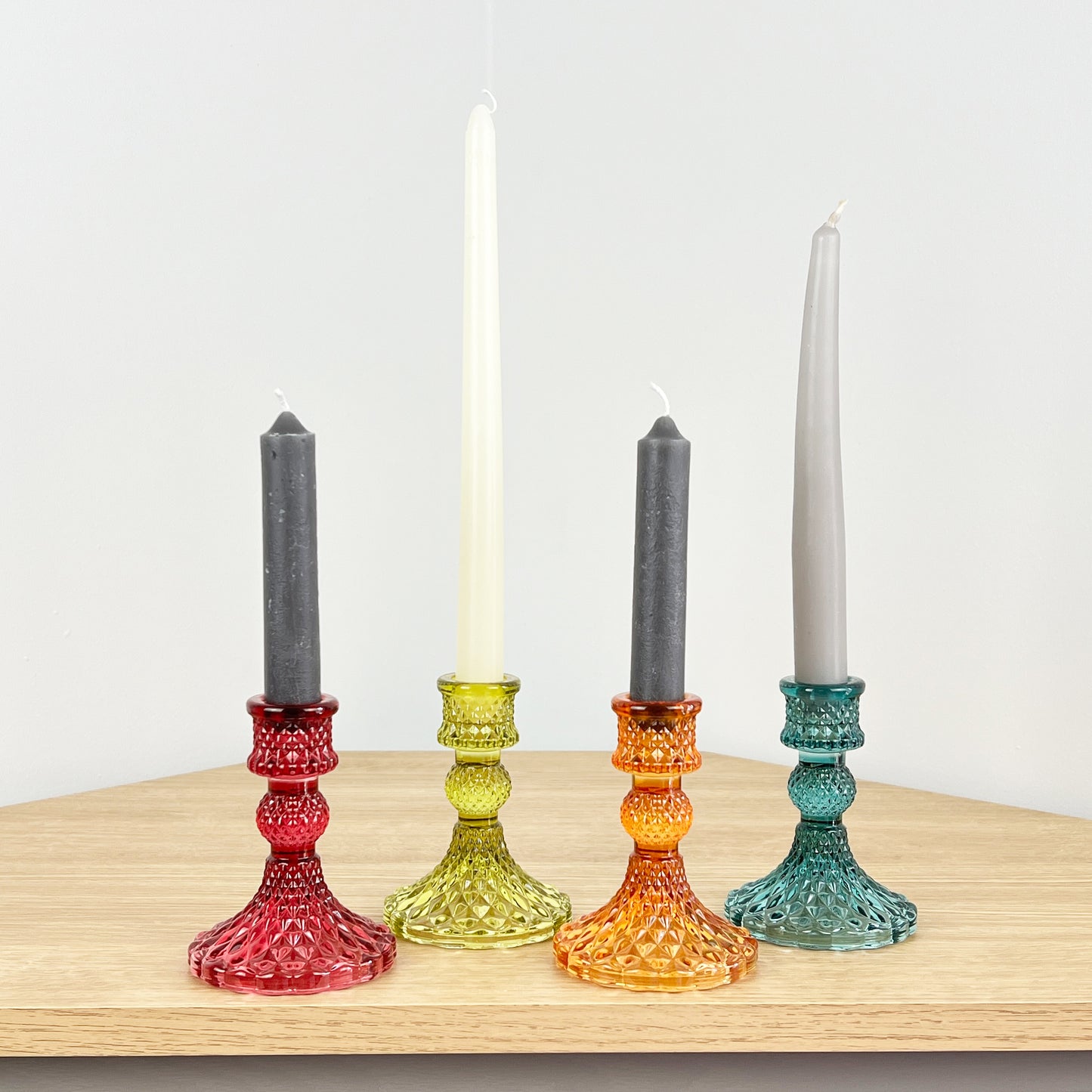 Set of 4 Glass Candle Holders – Bright Mix