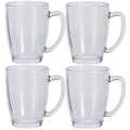 Set of 4 x 350ml Mugs with Handles – Tempered Heat Resistant Glass
