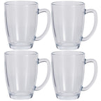 Set of 4 x 350ml Mugs with Handles – Tempered Heat Resistant Glass