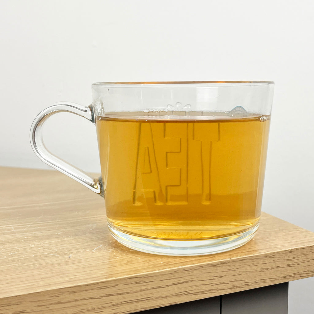 400ml Glass Mug with Embossed 'TEA' Design