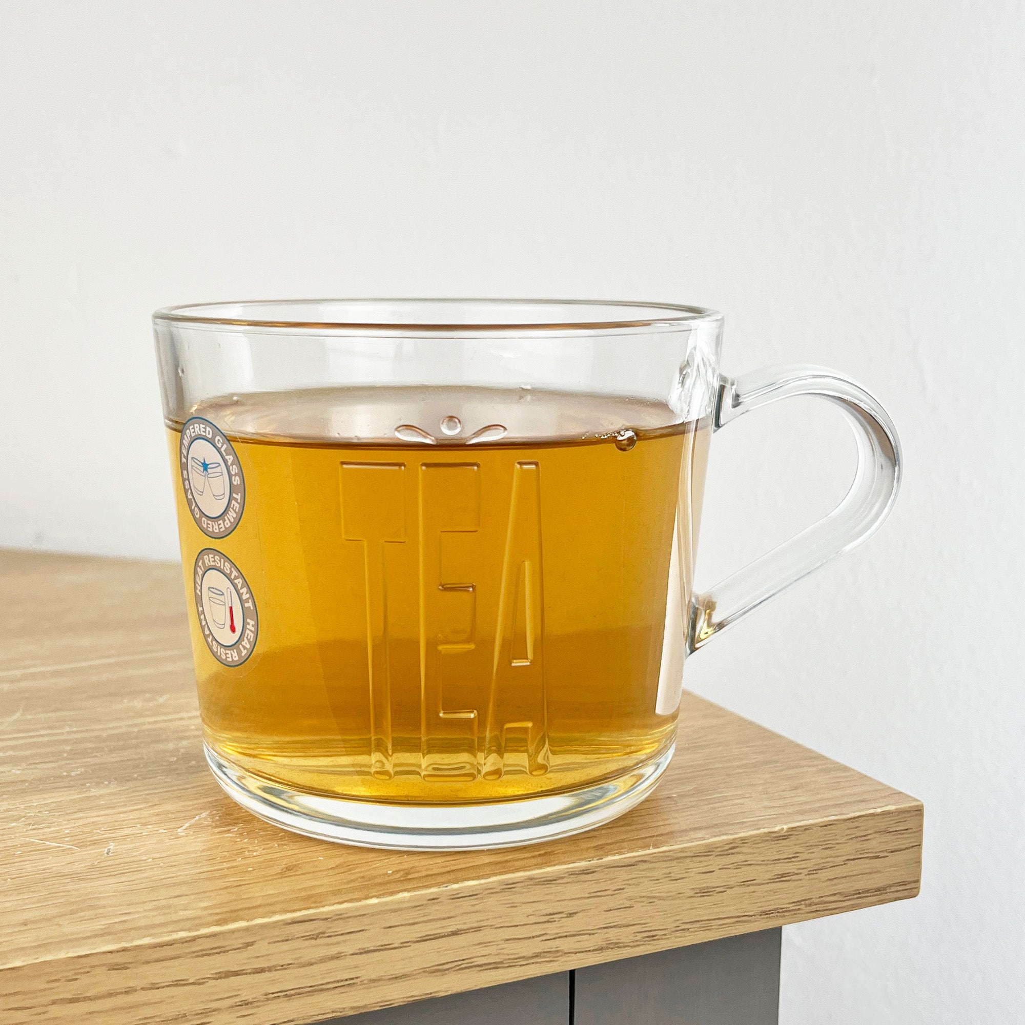 400ml Glass Mug with Embossed 'TEA' Design