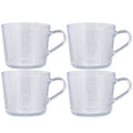 Set of 4 Glass ‘TEA’ Mugs with Handles – Tempered Heat Resistant Glass