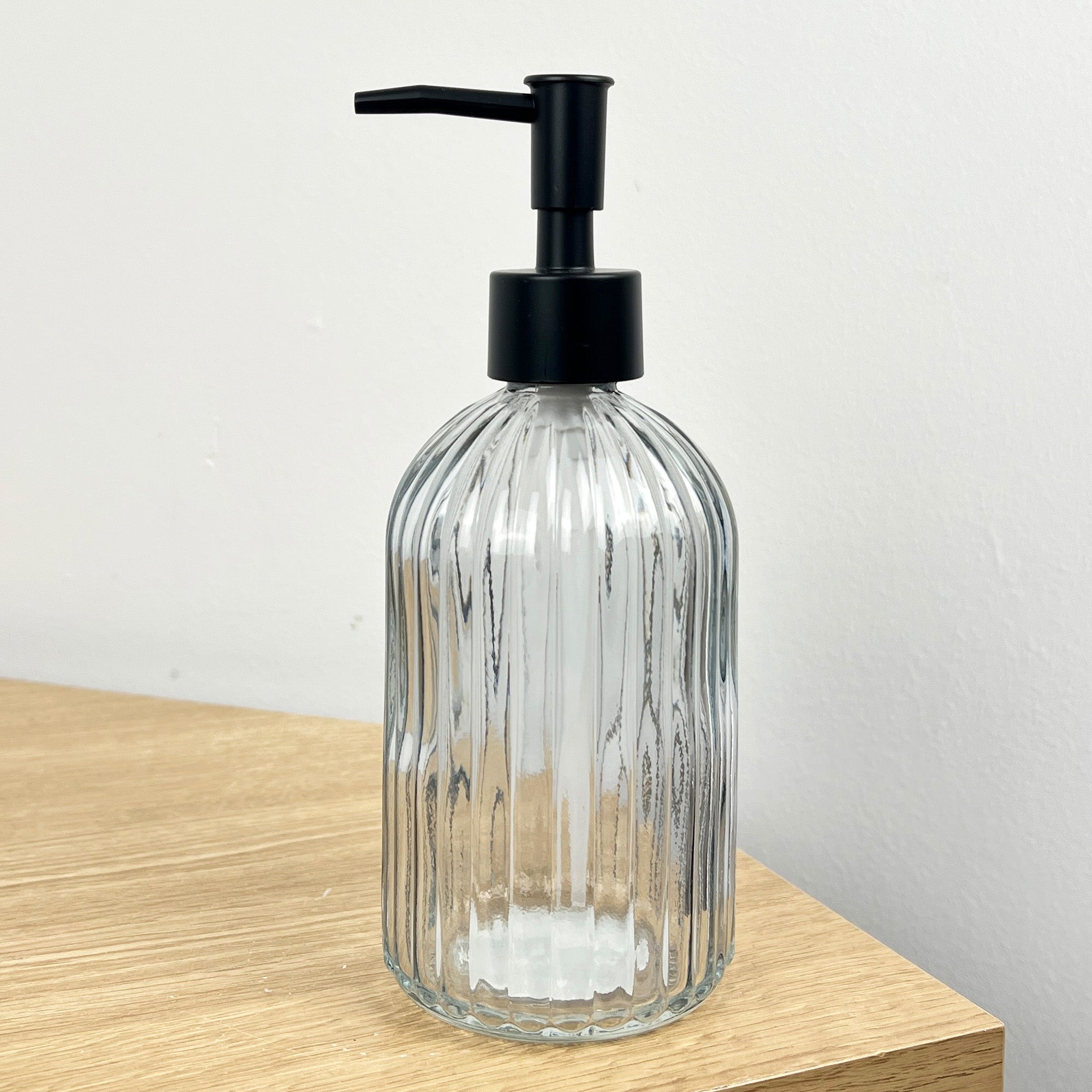 2 Piece Ribbed Glass Bathroom Sink Accessories Set - Smoke