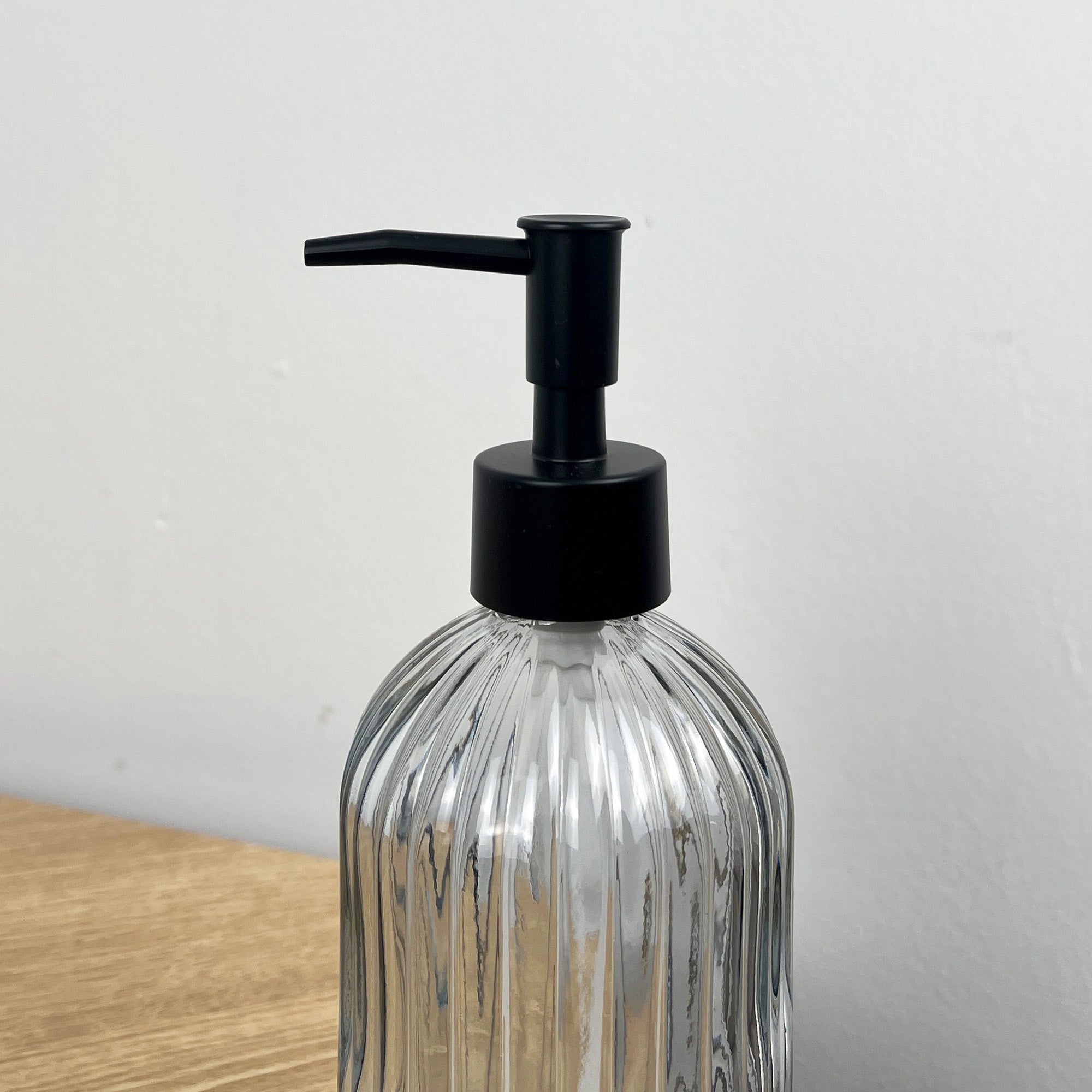 2 Piece Ribbed Glass Bathroom Sink Accessories Set - Smoke