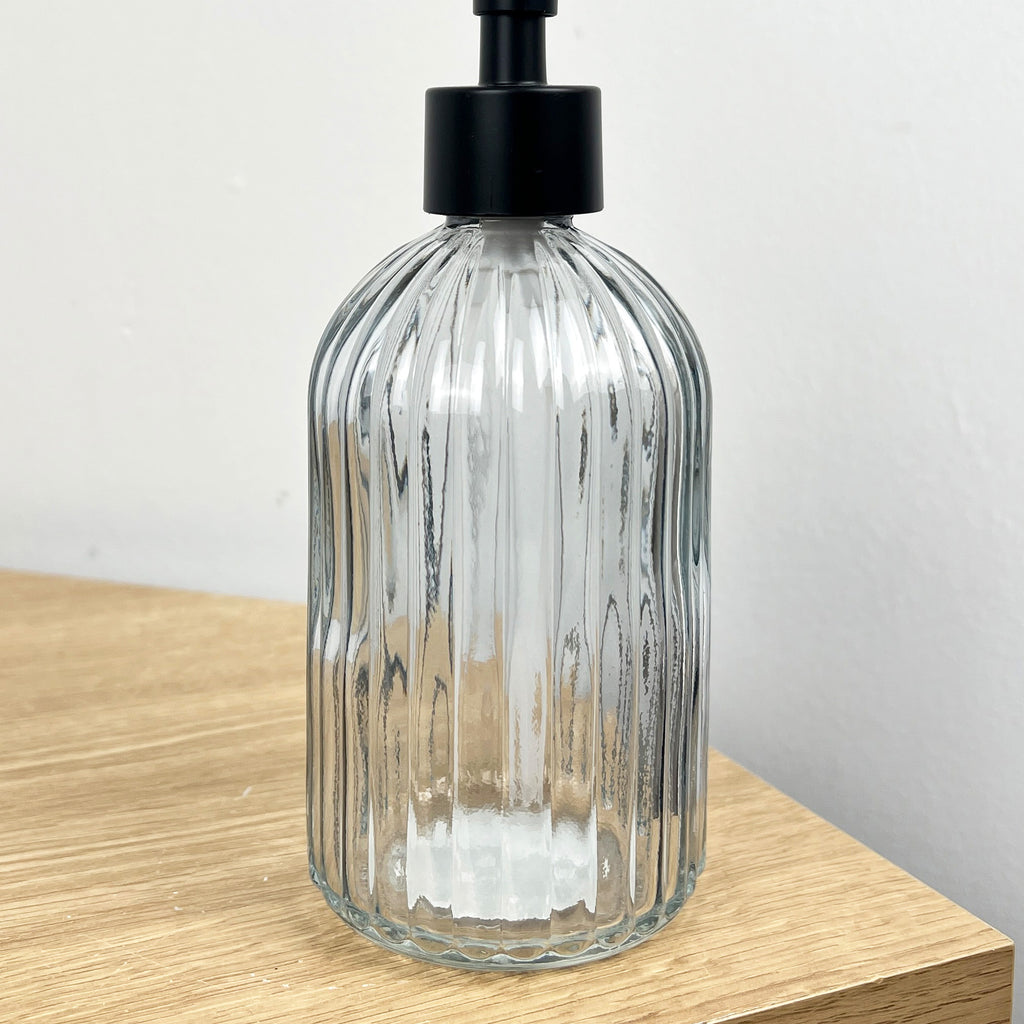 2 Piece Ribbed Glass Bathroom Sink Accessories Set - Smoke