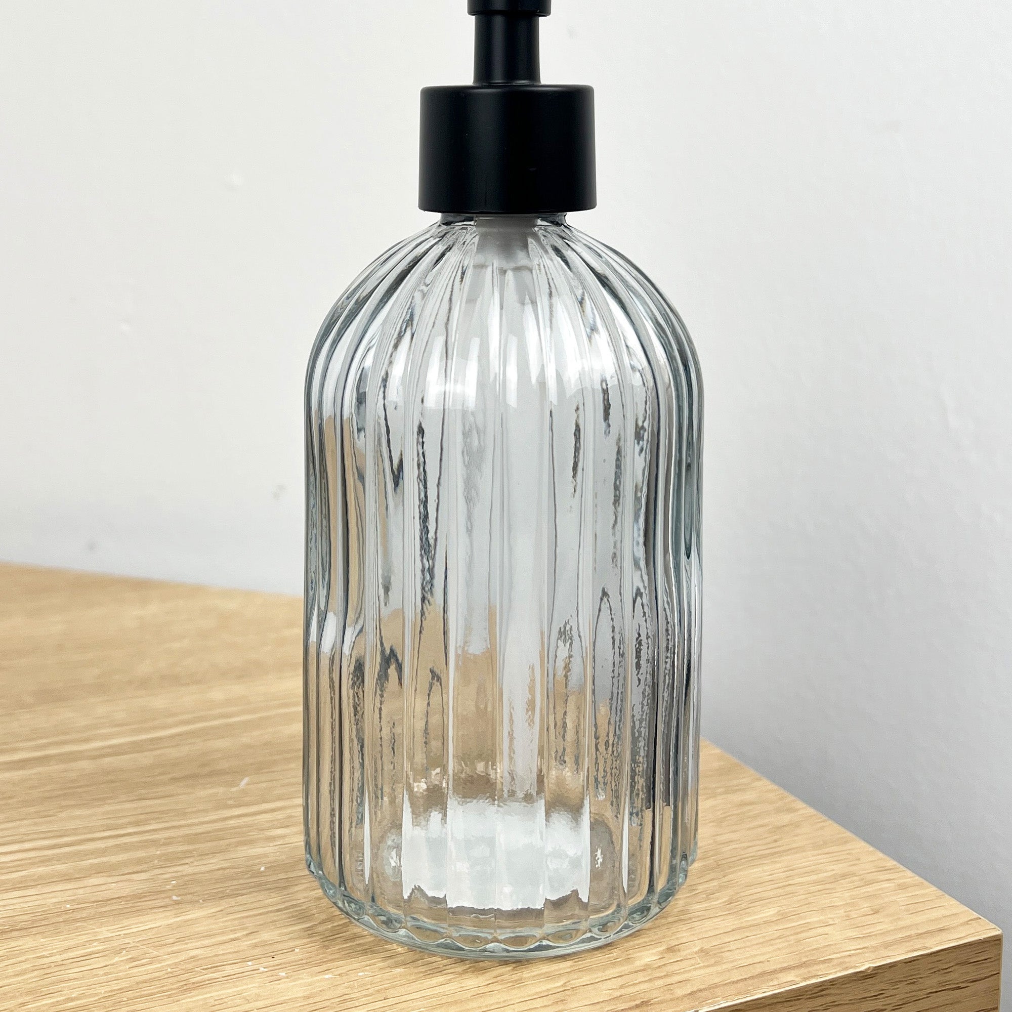 2 Piece Ribbed Glass Bathroom Sink Accessories Set - Smoke