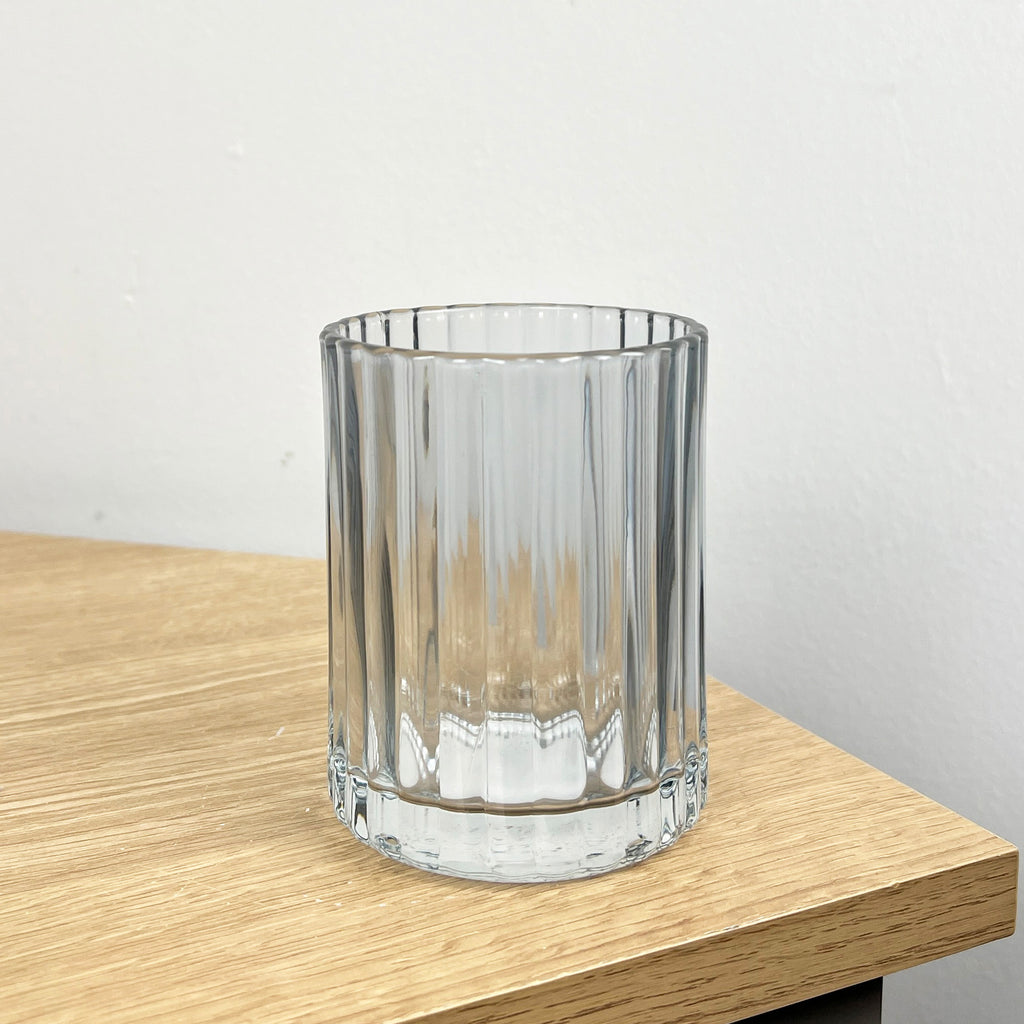 2 Piece Ribbed Glass Bathroom Sink Accessories Set - Smoke