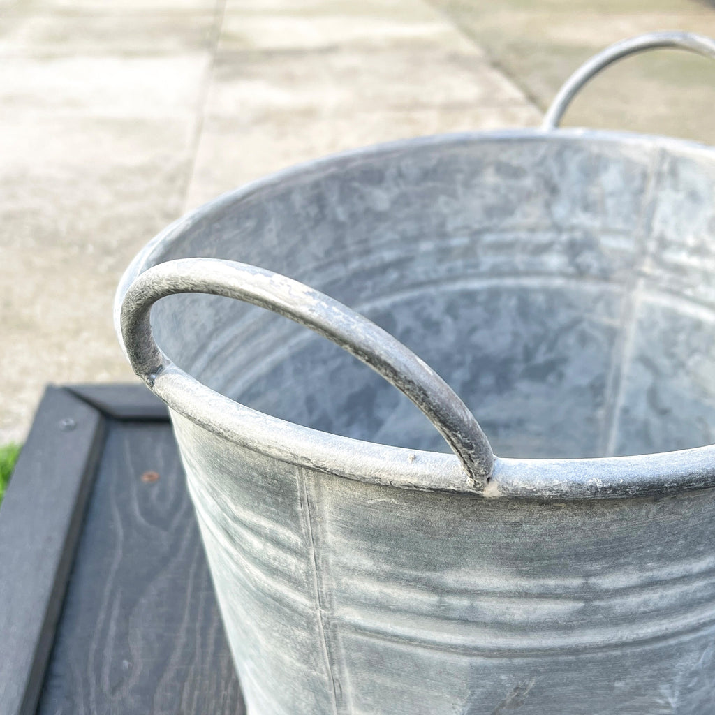 38cm Oval Garden Planter with Handles – Galvanised Zinc