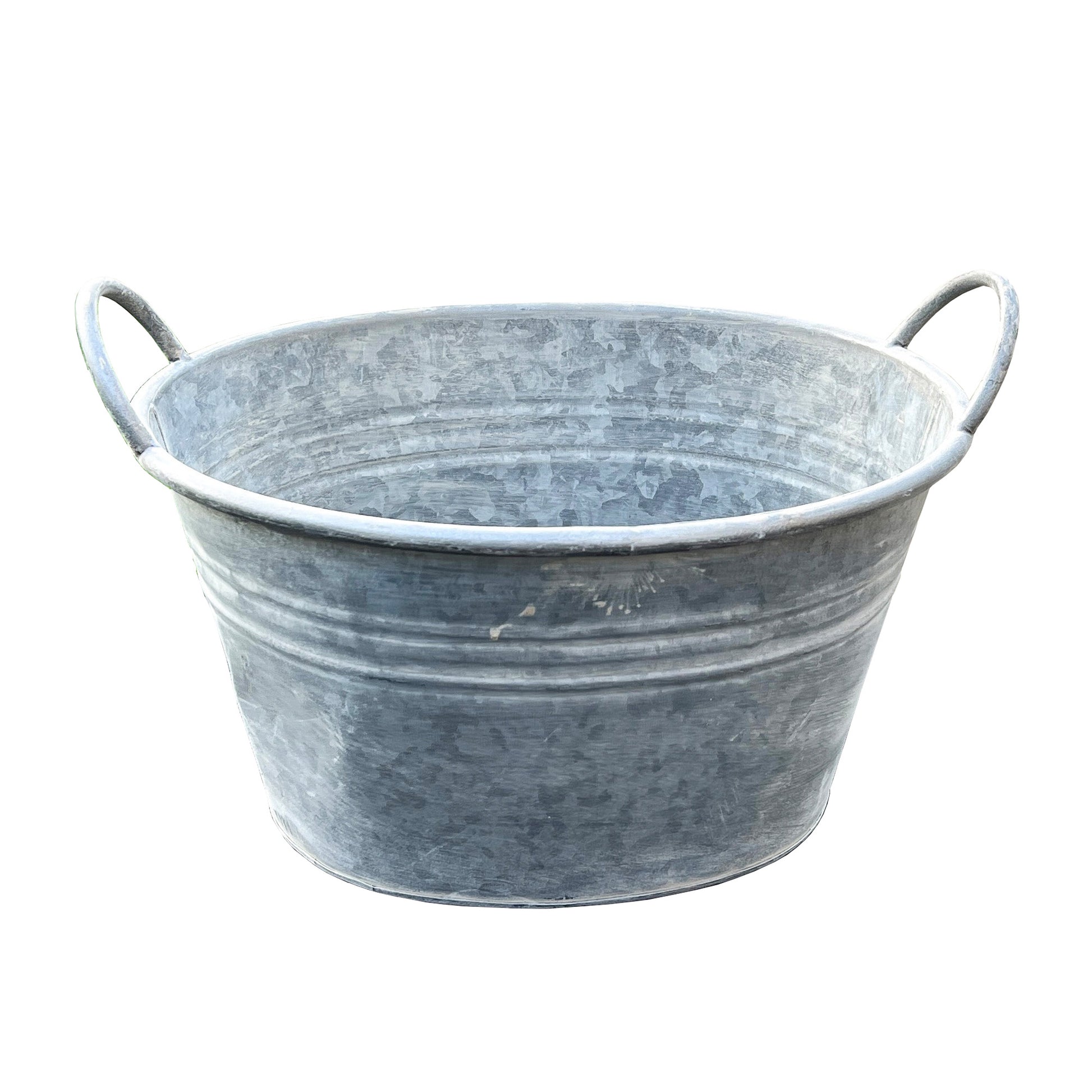 38cm Oval Garden Planter with Handles – Galvanised Zinc