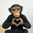 18.5cm Heart Hands Monkey Ornament - Resin