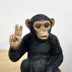 12cm Peace Sign Monkey Ornament - Resin
