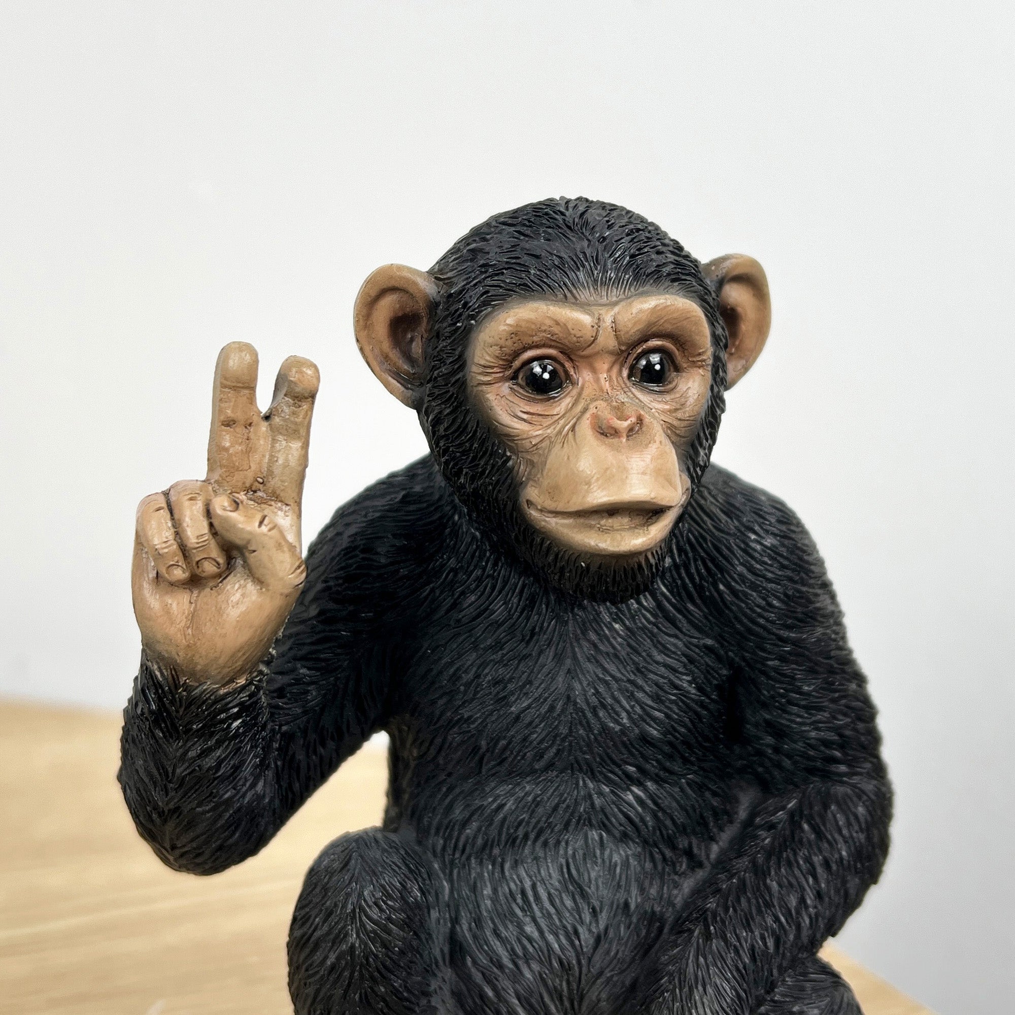 12cm Peace Sign Monkey Ornament - Resin