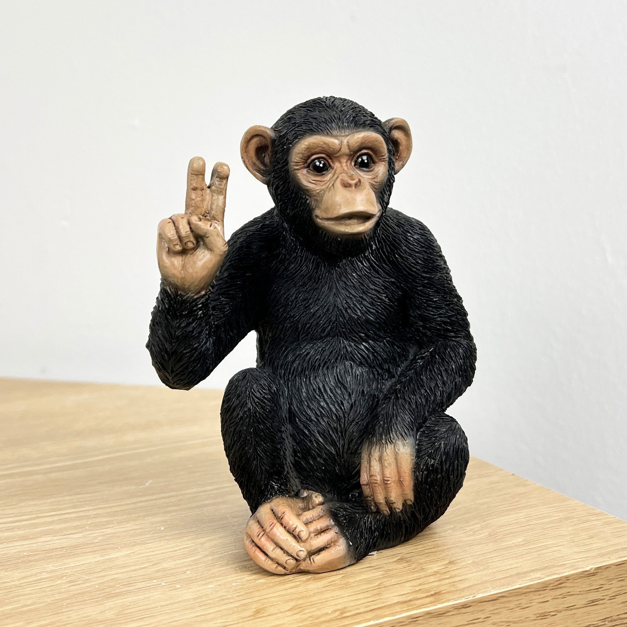 12cm Peace Sign Monkey Ornament - Resin