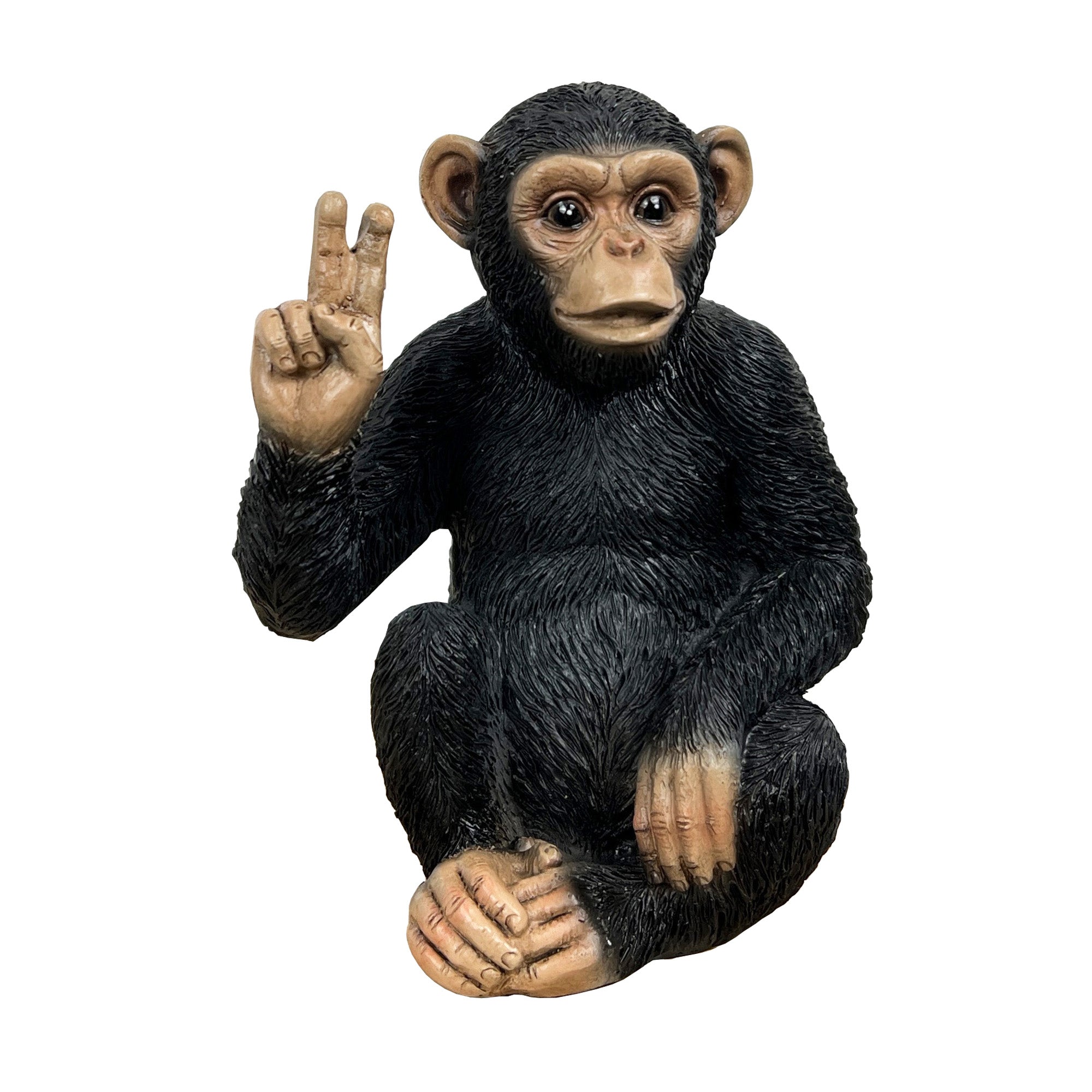 12cm Peace Sign Monkey Ornament - Resin