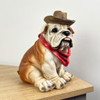 25cm Cowboy English Bulldog Ornament - Resin