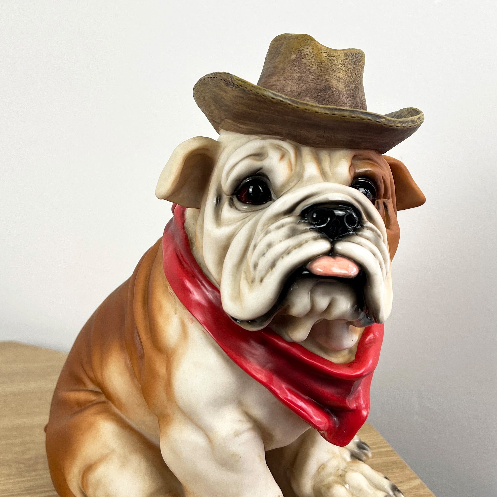 25cm Cowboy English Bulldog Ornament - Resin