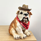 25cm Cowboy English Bulldog Ornament - Resin