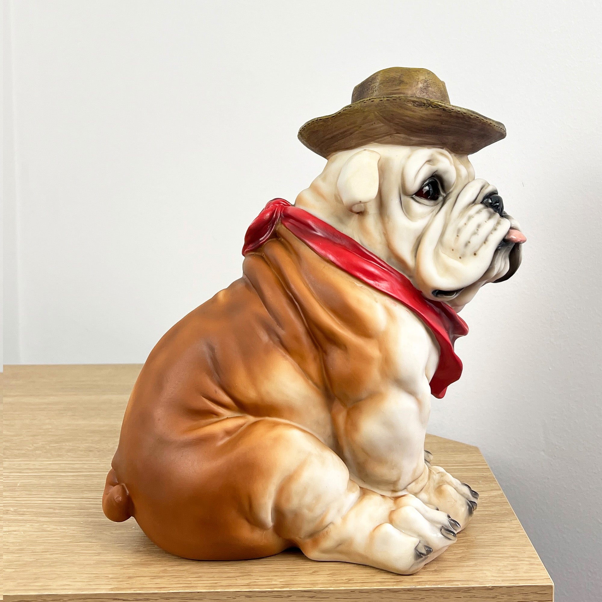 25cm Cowboy English Bulldog Ornament - Resin