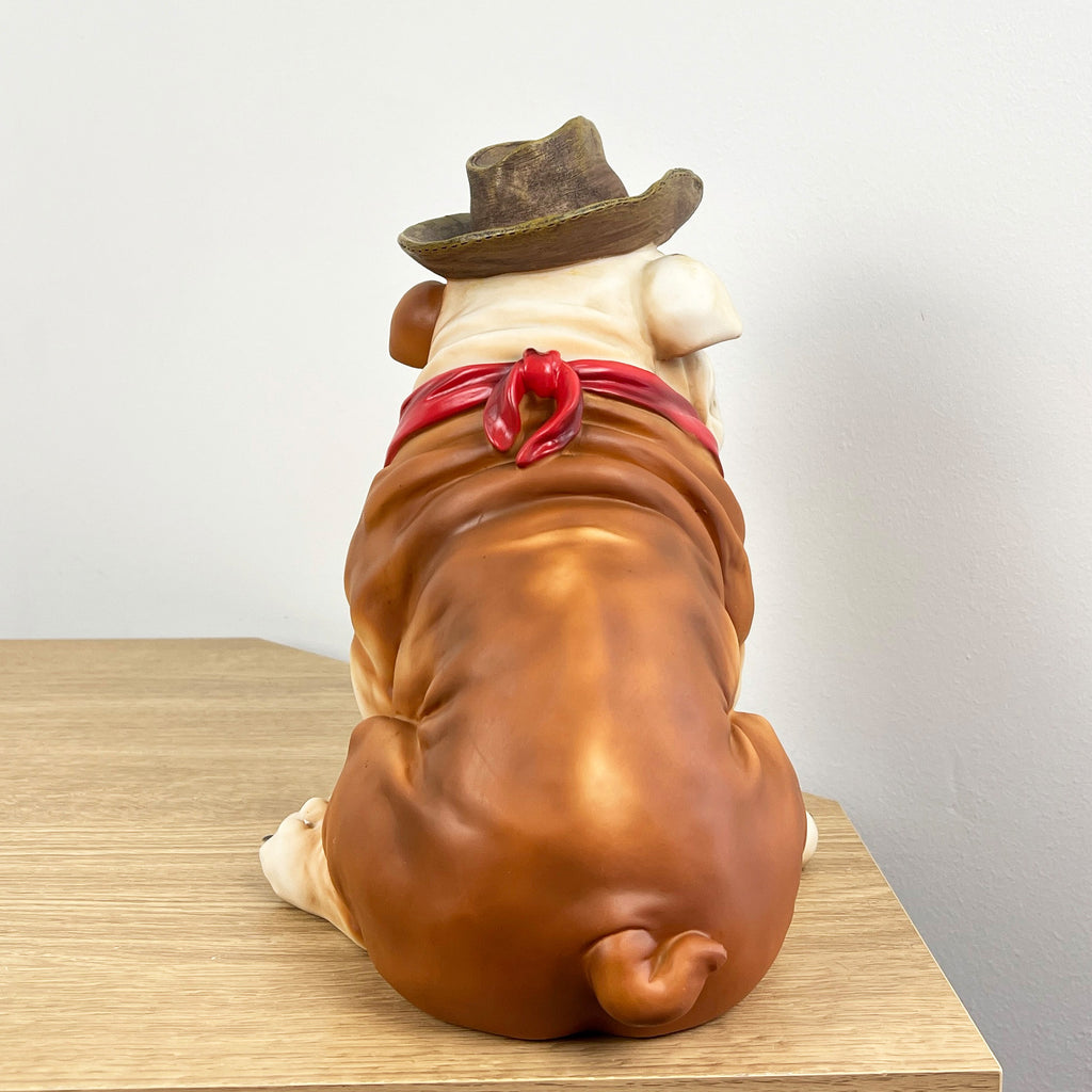 25cm Cowboy English Bulldog Ornament - Resin