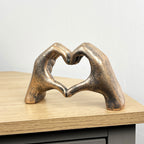 17.5cm x 10.3cm Antique Bronze Heart Hands Ornament - Resin