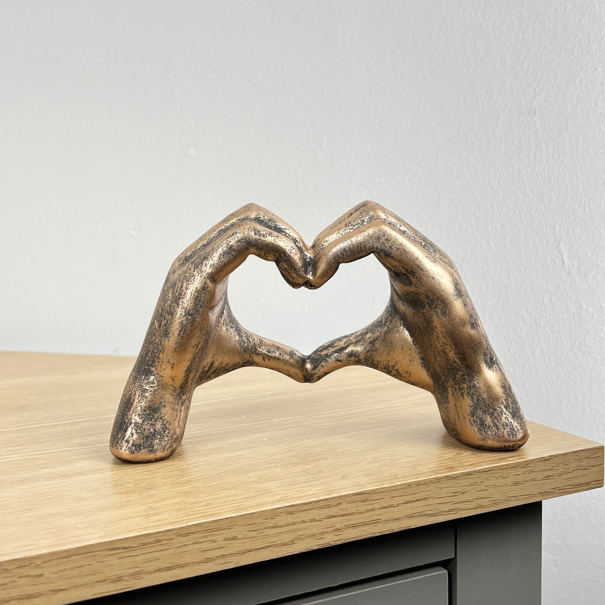 17.5cm x 10.3cm Antique Bronze Heart Hands Ornament - Resin
