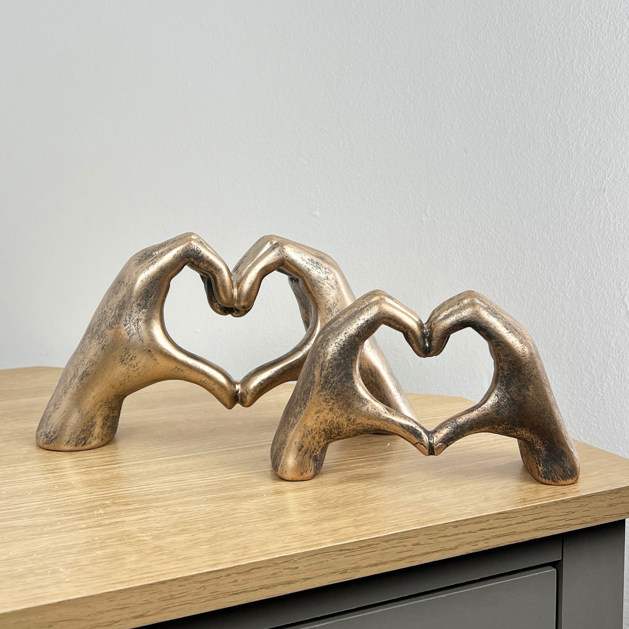 24.5cm x 13cm Antique Bronze Heart Hands Ornament - Resin