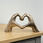 24.5cm x 13cm Antique Bronze Heart Hands Ornament - Resin