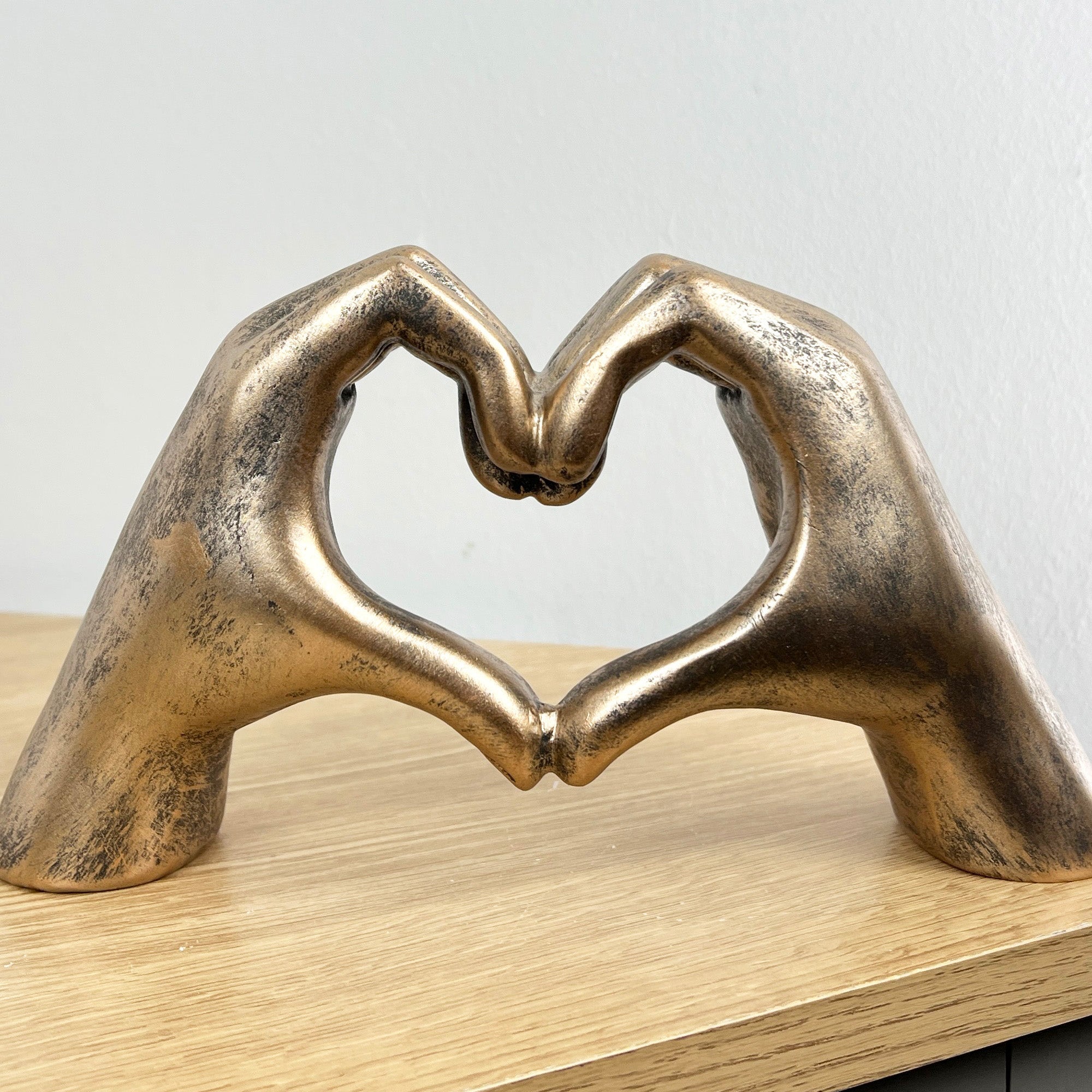 24.5cm x 13cm Antique Bronze Heart Hands Ornament - Resin