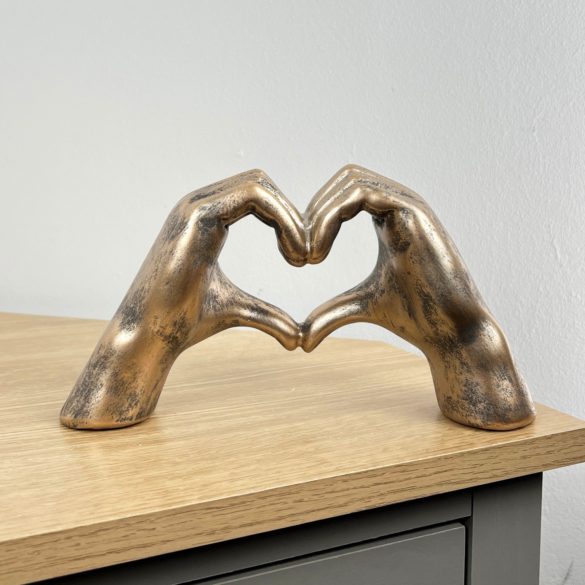 24.5cm x 13cm Antique Bronze Heart Hands Ornament - Resin