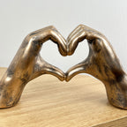 24.5cm x 13cm Antique Bronze Heart Hands Ornament - Resin