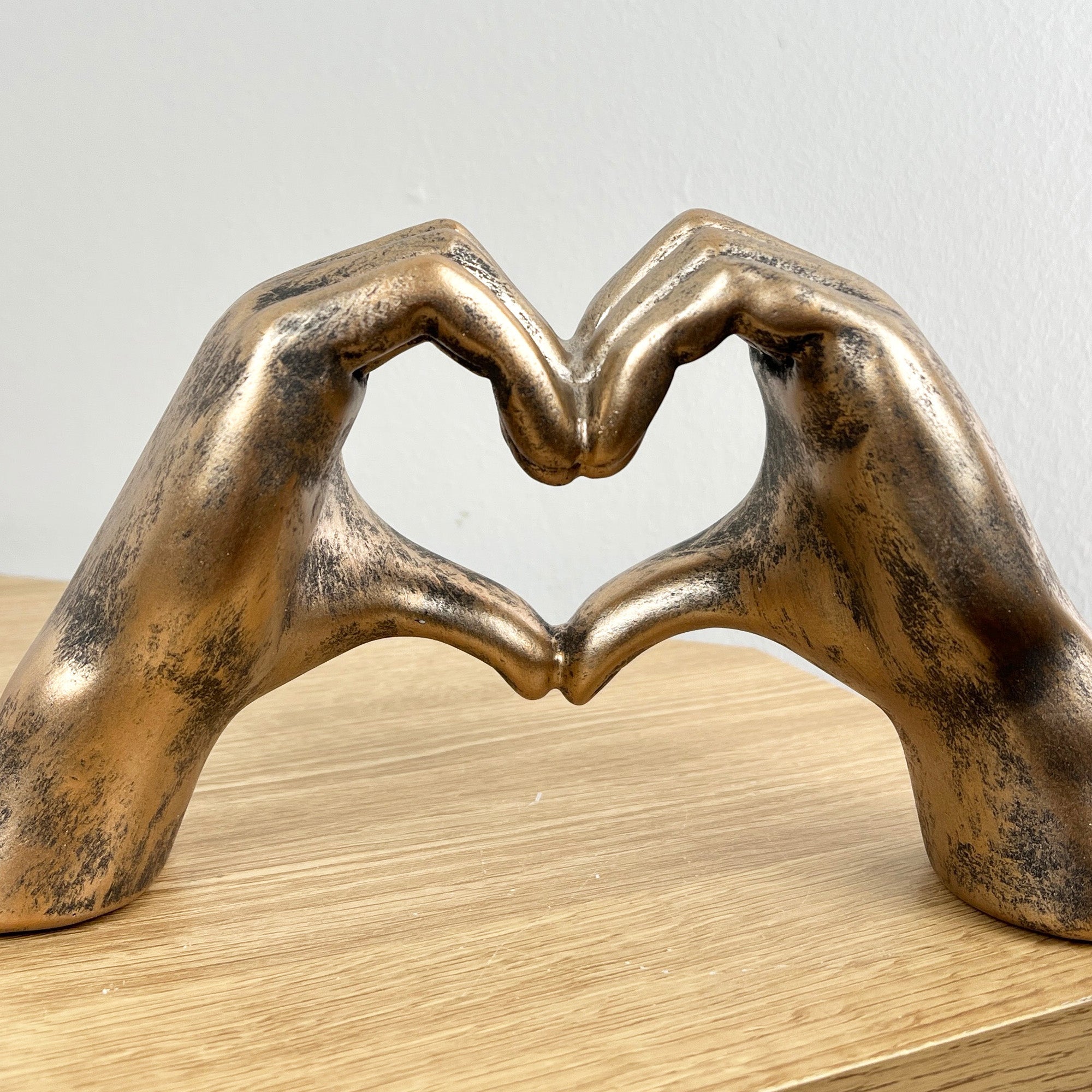 24.5cm x 13cm Antique Bronze Heart Hands Ornament - Resin