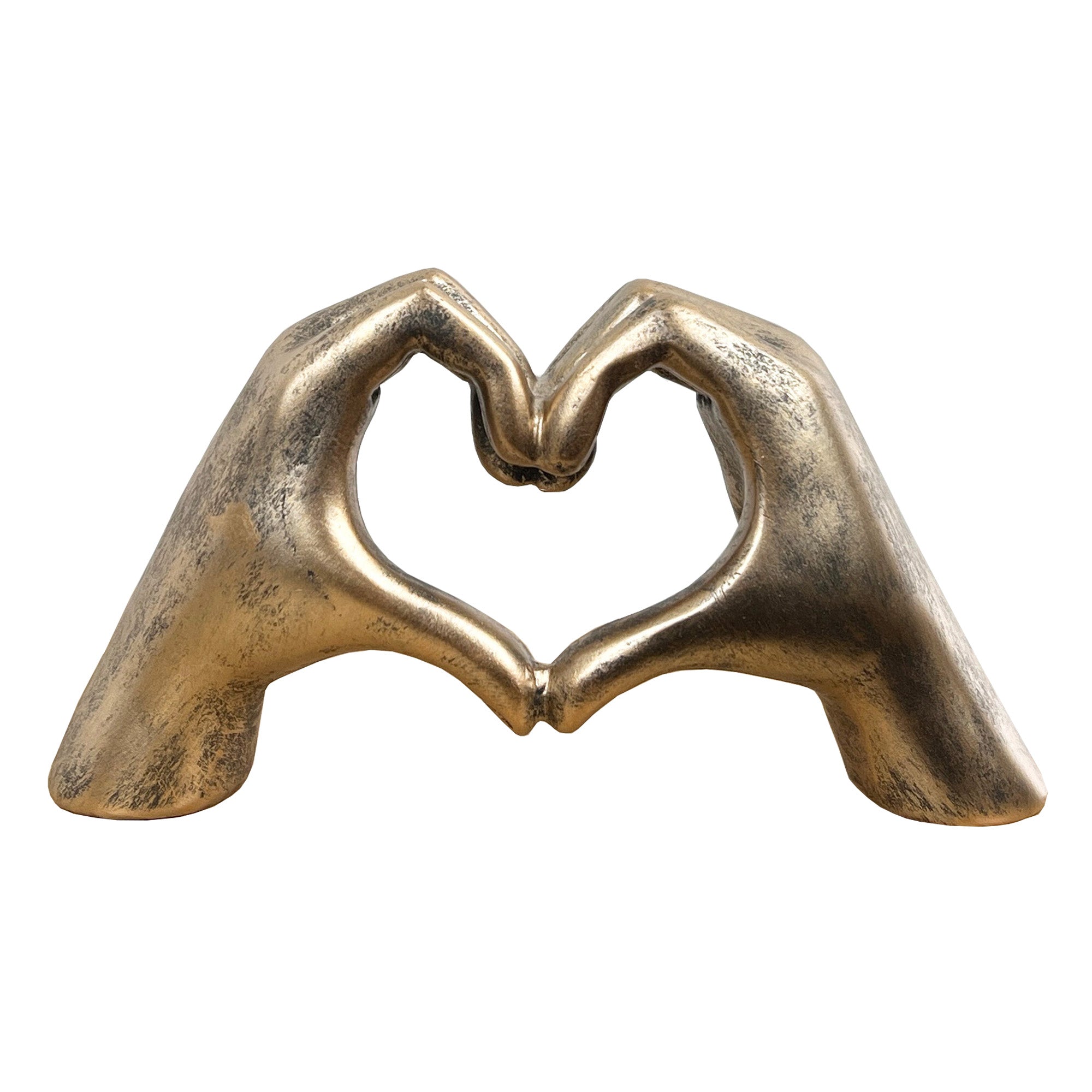 24.5cm x 13cm Antique Bronze Heart Hands Ornament - Resin