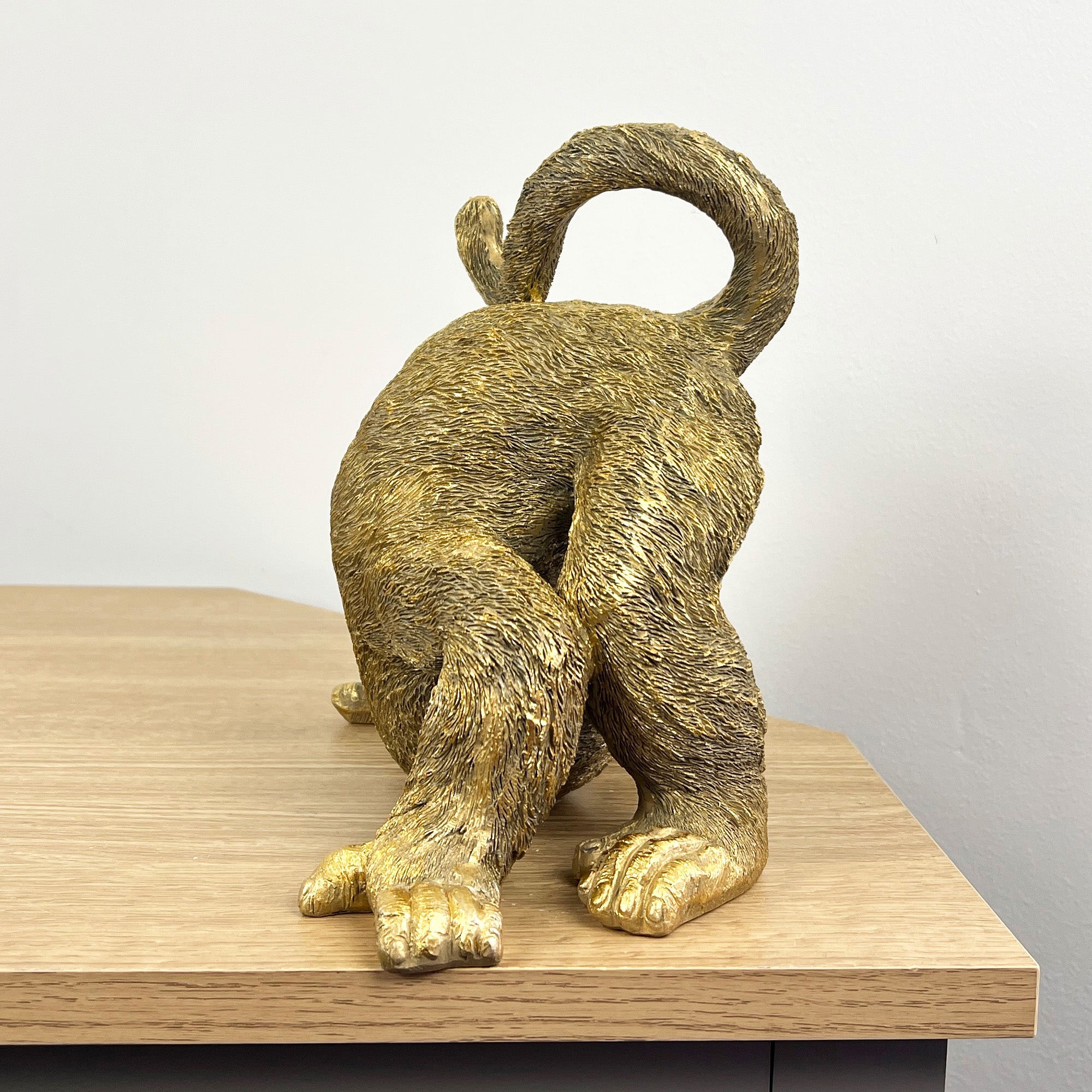 20.5cm Gold Rude Cheeky Monkey Cleaning Himself  Ornament - Resin