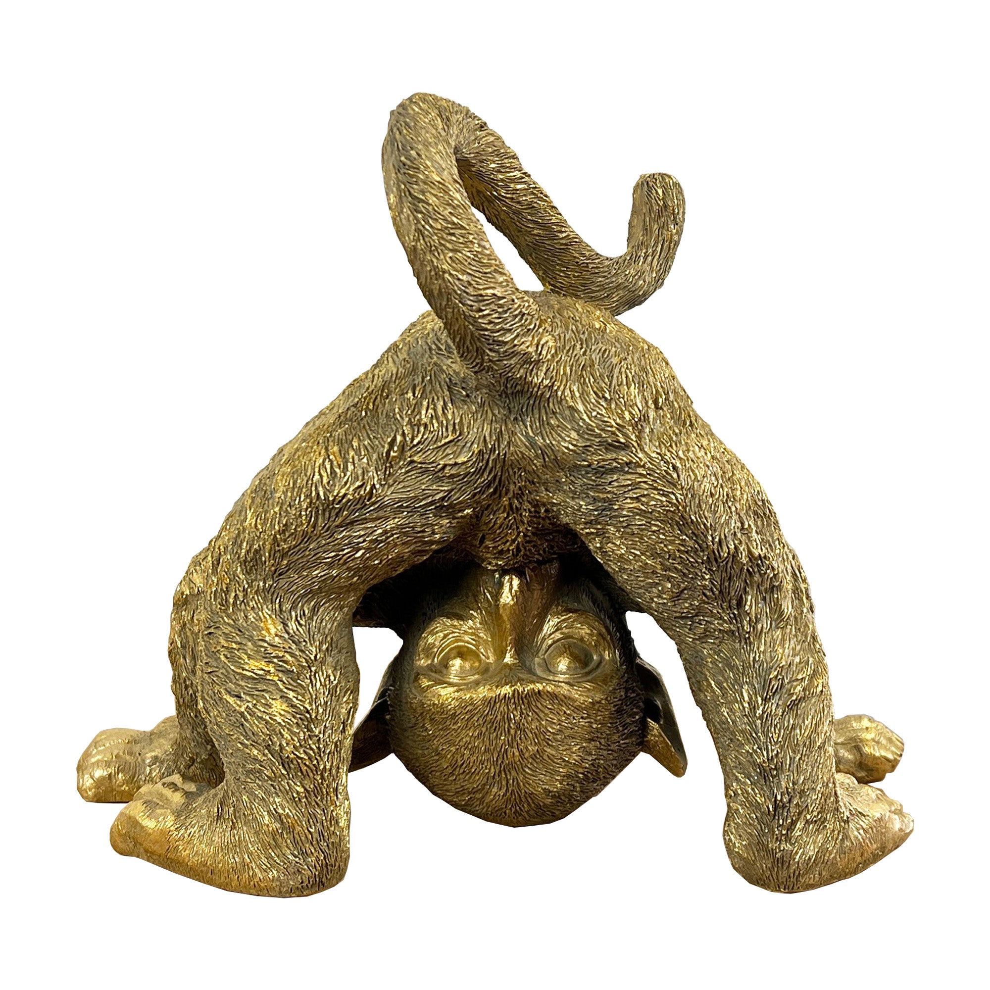 20.5cm Gold Rude Cheeky Monkey Cleaning Himself  Ornament - Resin