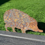 23cm Rusty Hedgehog Silhouette Garden Ornament - Metal