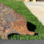 23cm Rusty Hedgehog Silhouette Garden Ornament - Metal