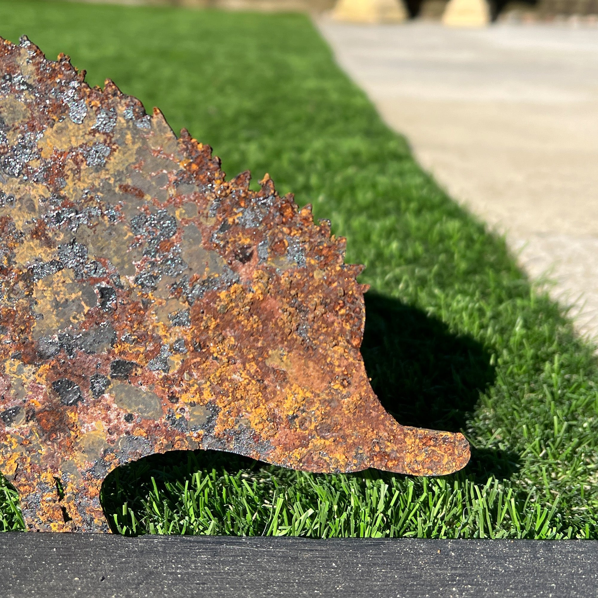 23cm Rusty Hedgehog Silhouette Garden Ornament - Metal