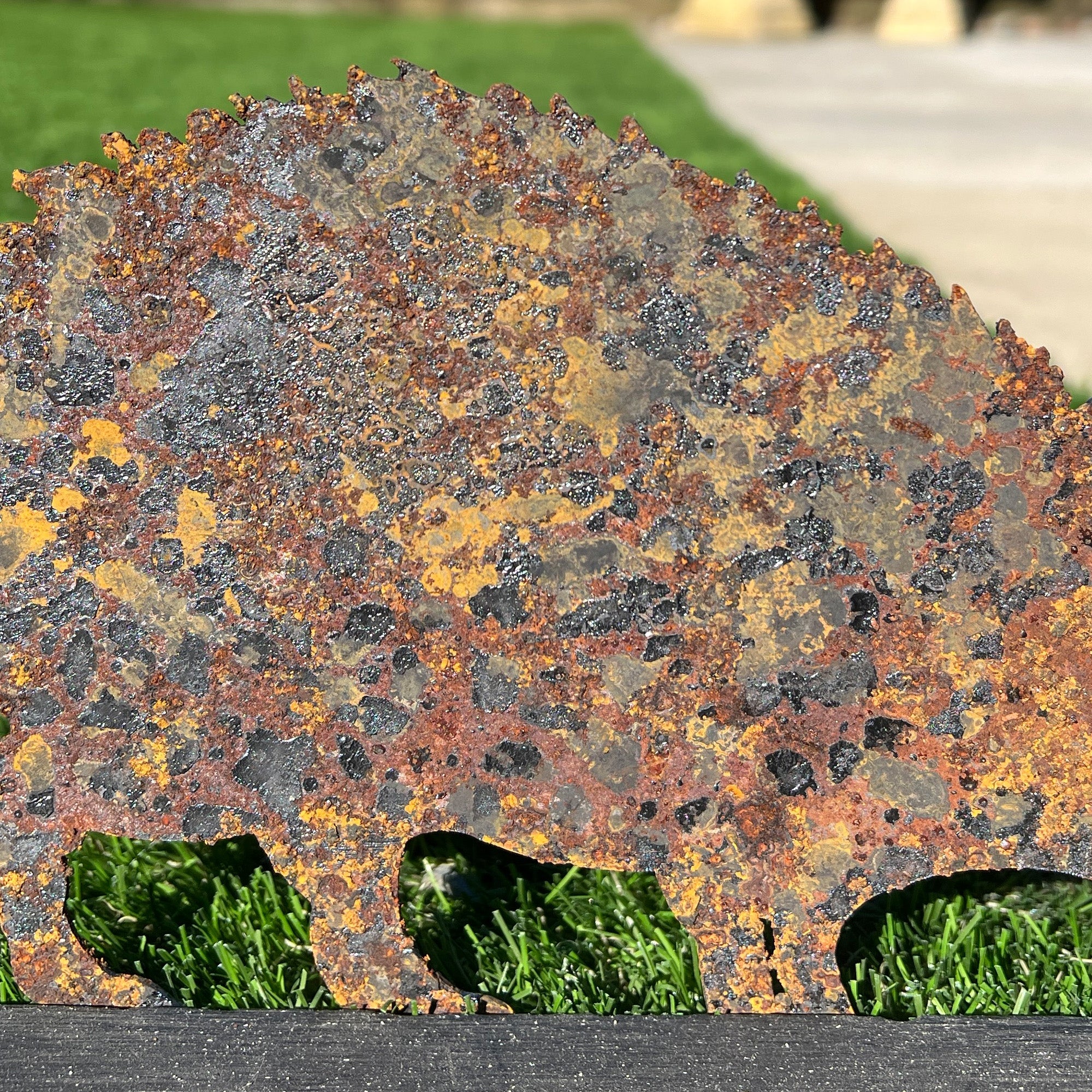 23cm Rusty Hedgehog Silhouette Garden Ornament - Metal