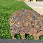 23cm Rusty Hedgehog Silhouette Garden Ornament - Metal