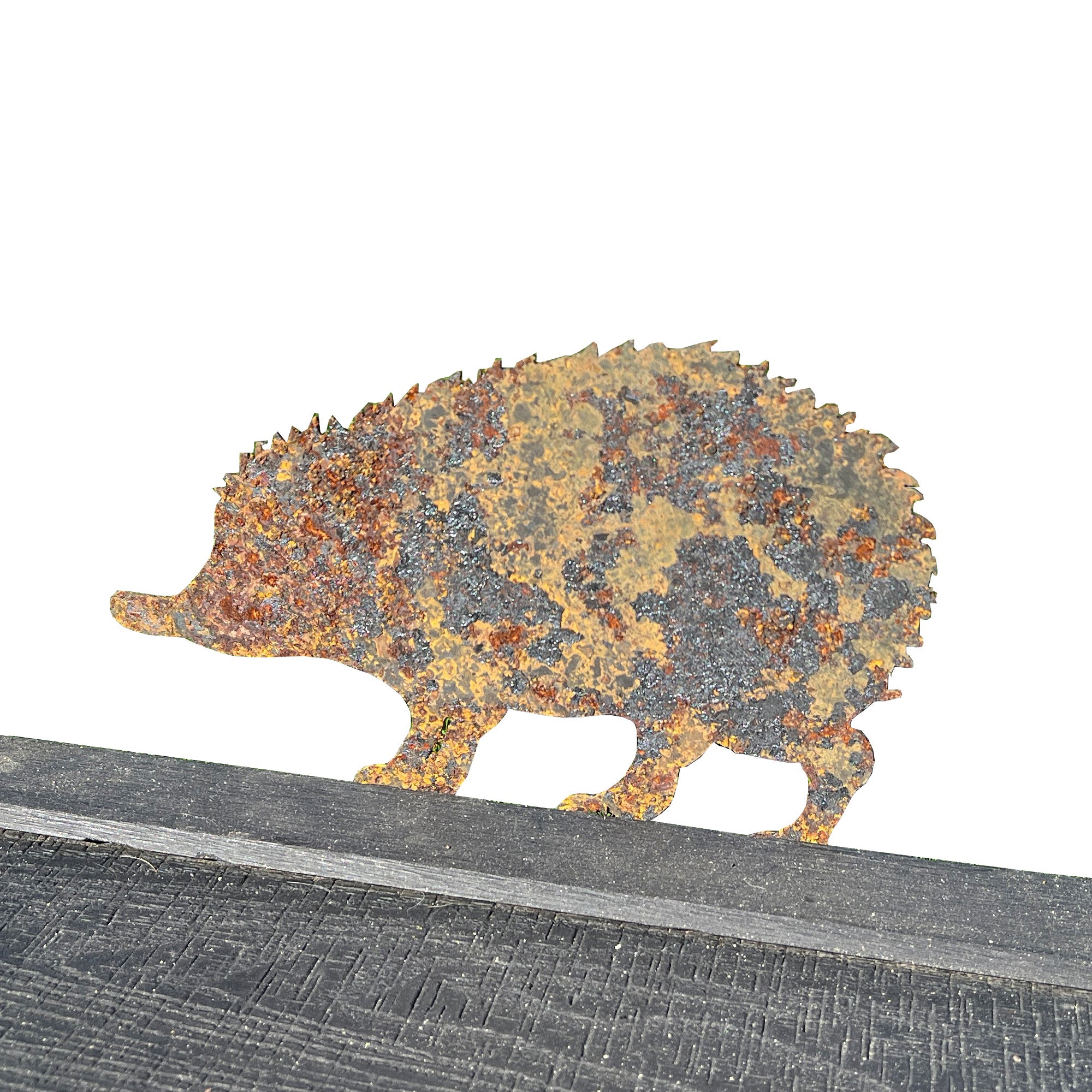 23cm Rusty Hedgehog Silhouette Garden Ornament - Metal
