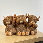 3 Wise Highland Cows Ornament - Resin