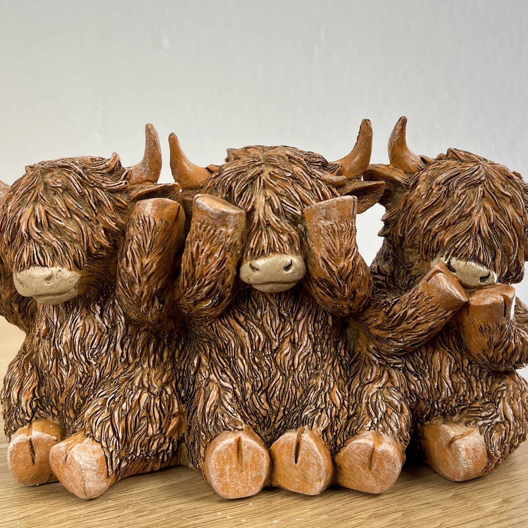 3 Wise Highland Cows Ornament - Resin