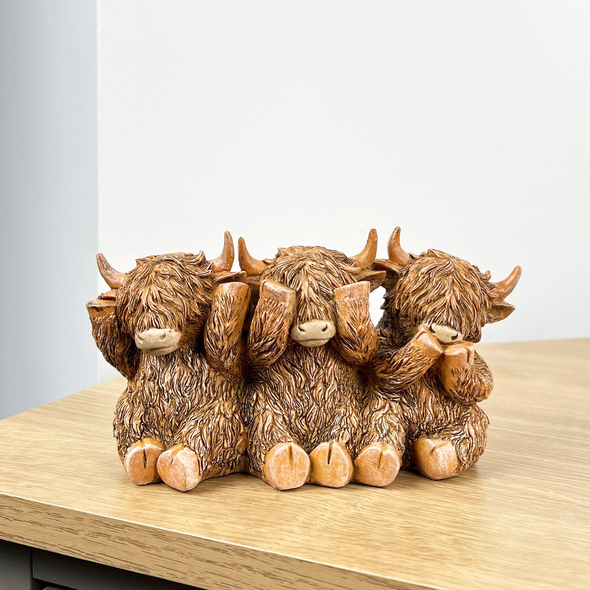 3 Wise Highland Cows Ornament - Resin