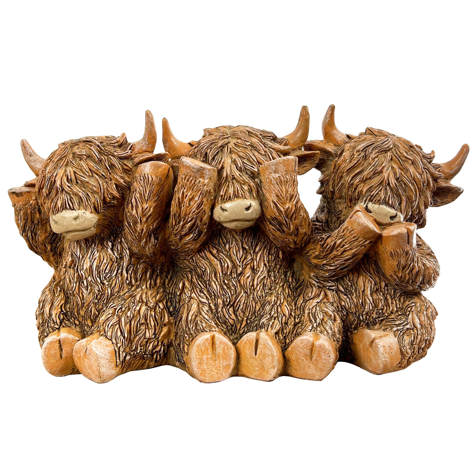 3 Wise Highland Cows Ornament - Resin