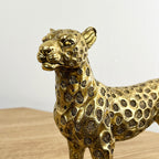 31.5cm Gold Standing Leopard Ornament - Resin