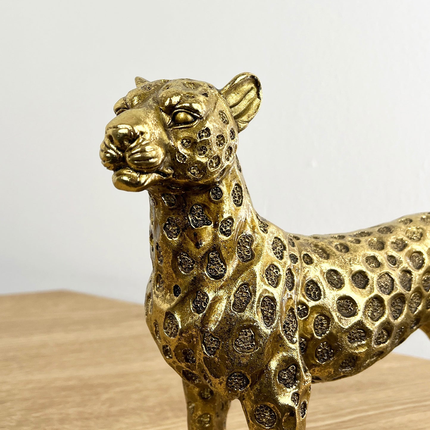 31.5cm Gold Standing Leopard Ornament - Resin